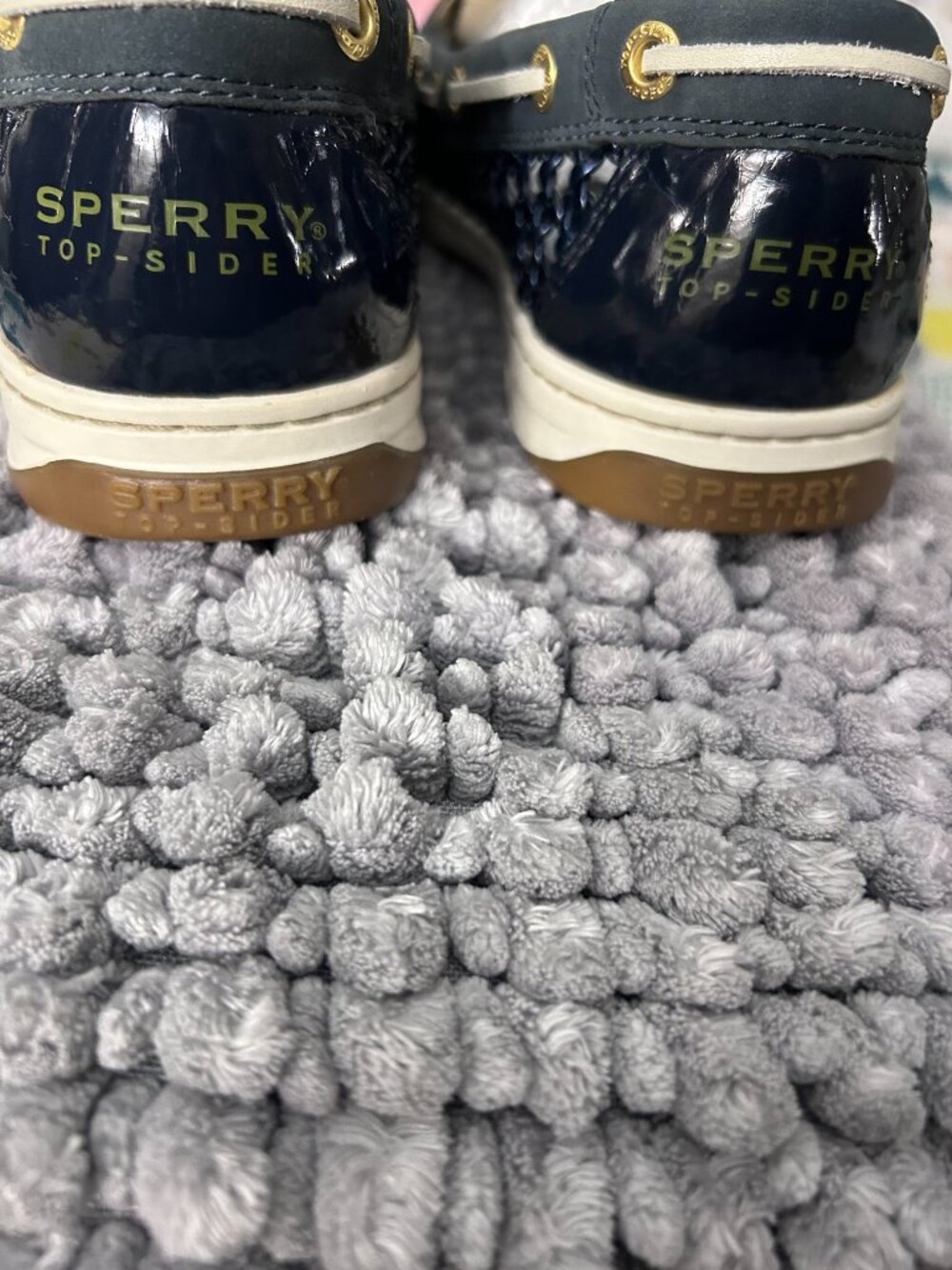 Women's Sperry Top Sider Boat Shoes Size 10 Navy and Beige - Picture 6 of 10